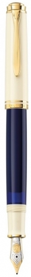 Stilou Souveran M800 M Cream Blue, penita aur 18k, accesorii placate cu aur, corp alb-albastru, Pelikan